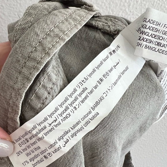 Zara TRF Sage Green Linen Blend Oversized Mid Rise Cargo Pants 10 - Picture 11 of 12